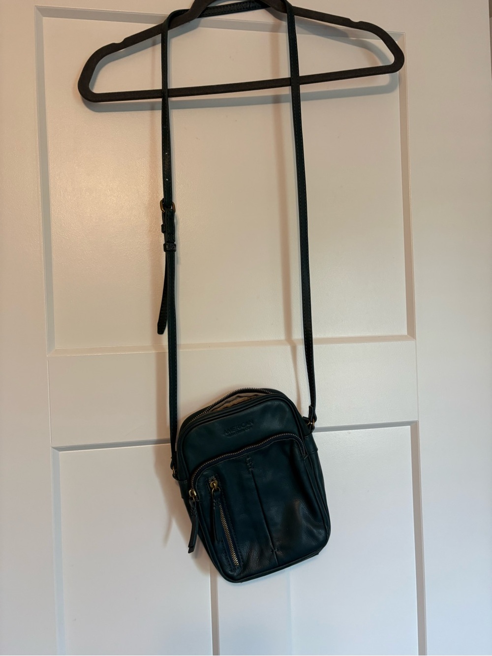 Compact Green/Teal Leather Crossbody Bag by Unknown Brand